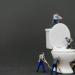 Miniature,People,:plumber,Repairing,Toilet,And,Change,White,Toilet,Bowl